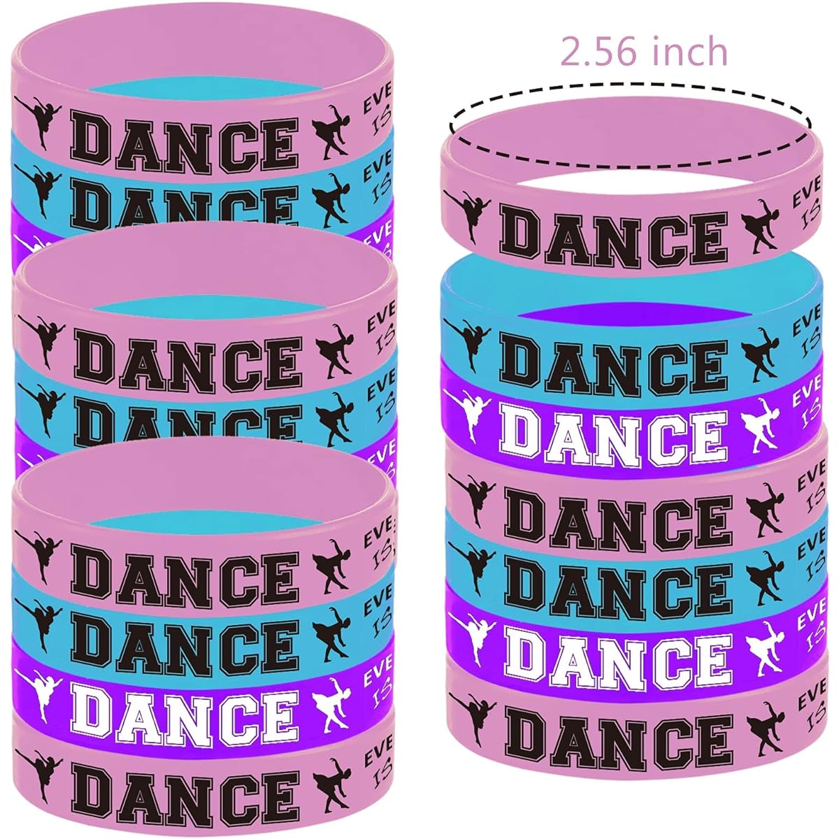 48 Ballet Dance Themed Party Rubber Bracelets for Girls - Dance/Dance Movement Ballerina Baby Shower First 21st Birthday Party Favors Supplies Decorations Goodie Bags Favors Stuffers Silicone Wristbands