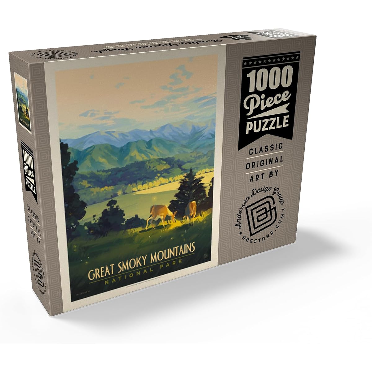 Great Smoky Mountains National Park: Sunset at Cades Cove Vintage Poster - Premium 1000 Piece Jigsaw Puzzle for Adults