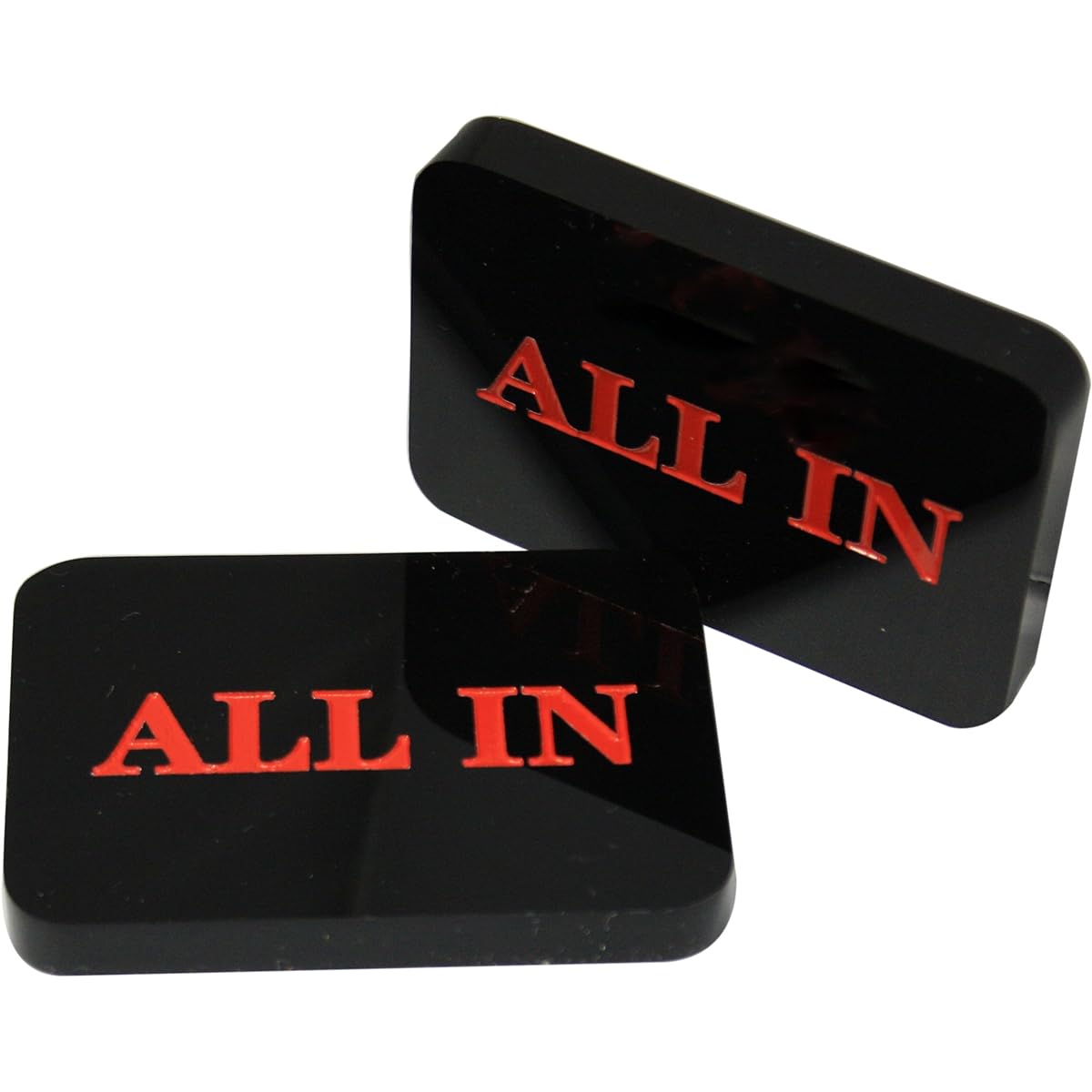 Set of 4 Acrylic All-In Buttons Casino Quality Plaque Dealer Buttons Large Black