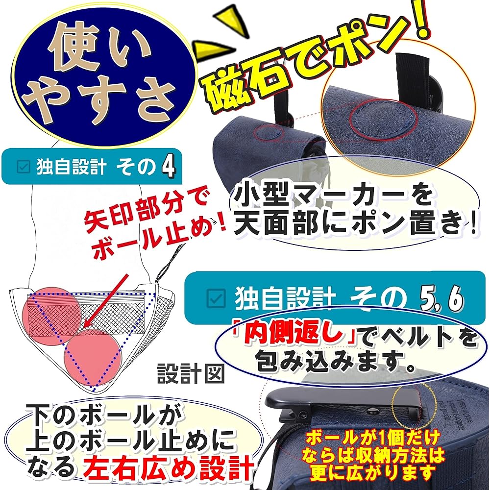 Magic Products Golf Ball Case with 3 Pieces, Versatile Storage, Soft Matte (Navy Navy Reverse)