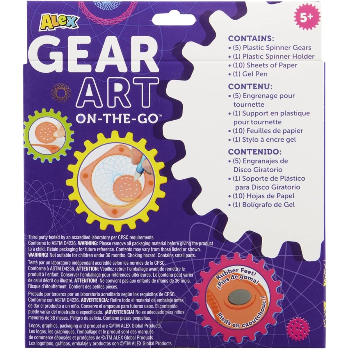 Alex Toys - Gear Art On-The-Go - Kids Ages 9-12 - Designer Kit Drawing Supplies - Spinner Gears, Gear Holder, Paper and Gel Pens for Drawing Geometric Shapes