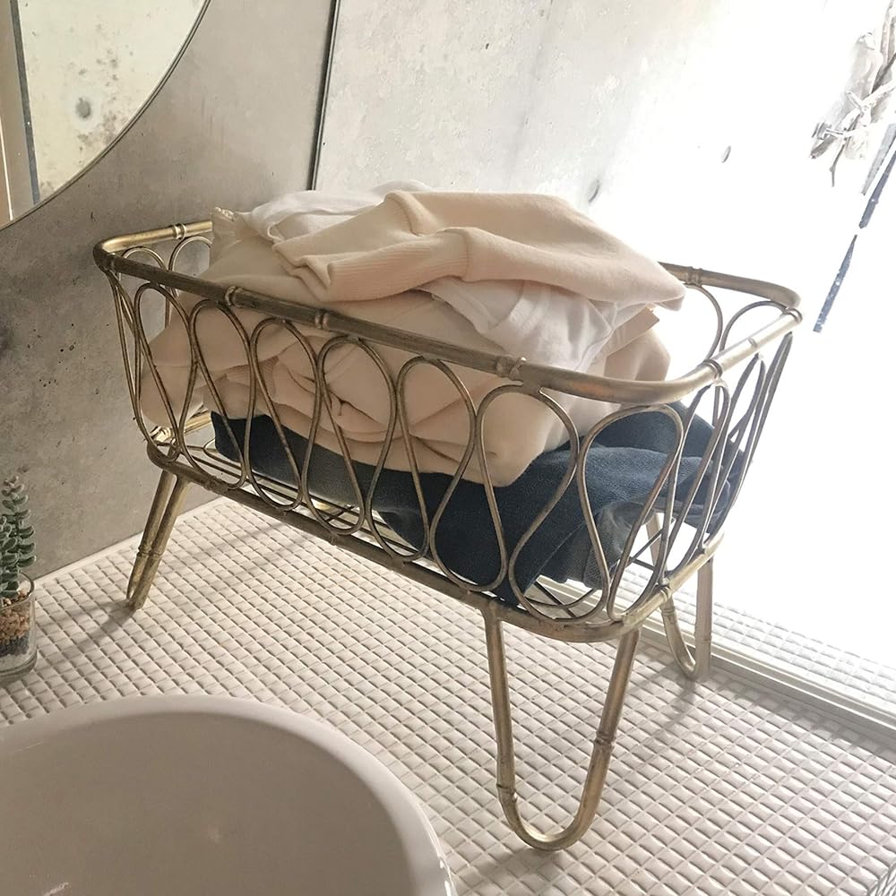 SPICE OF LIFE Towel Basket with Legs Made of Iron LUXE Gold DRDF1280