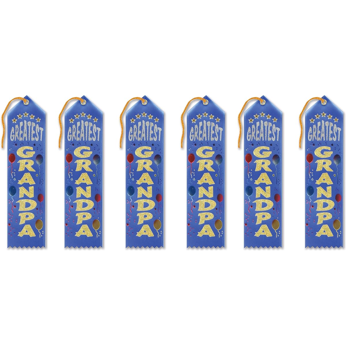 Beistle AR127B 6-Piece Greatest Grandpa Award Ribbons, 2 by 8 Inch