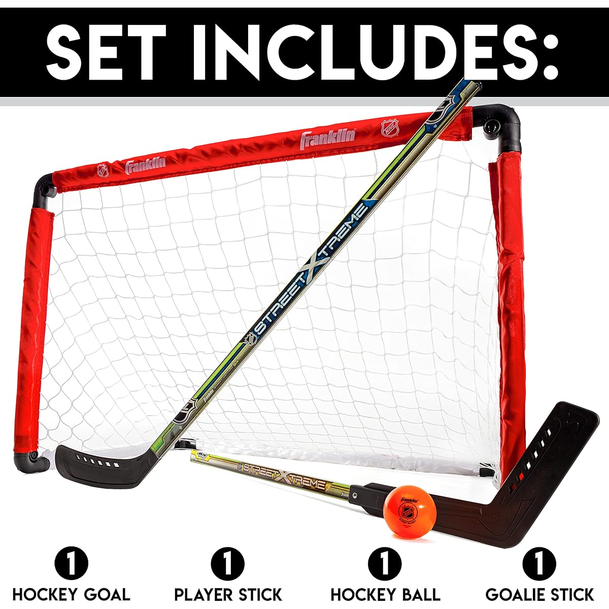 Franklin Sports NHL Goal & 2 Stick Set