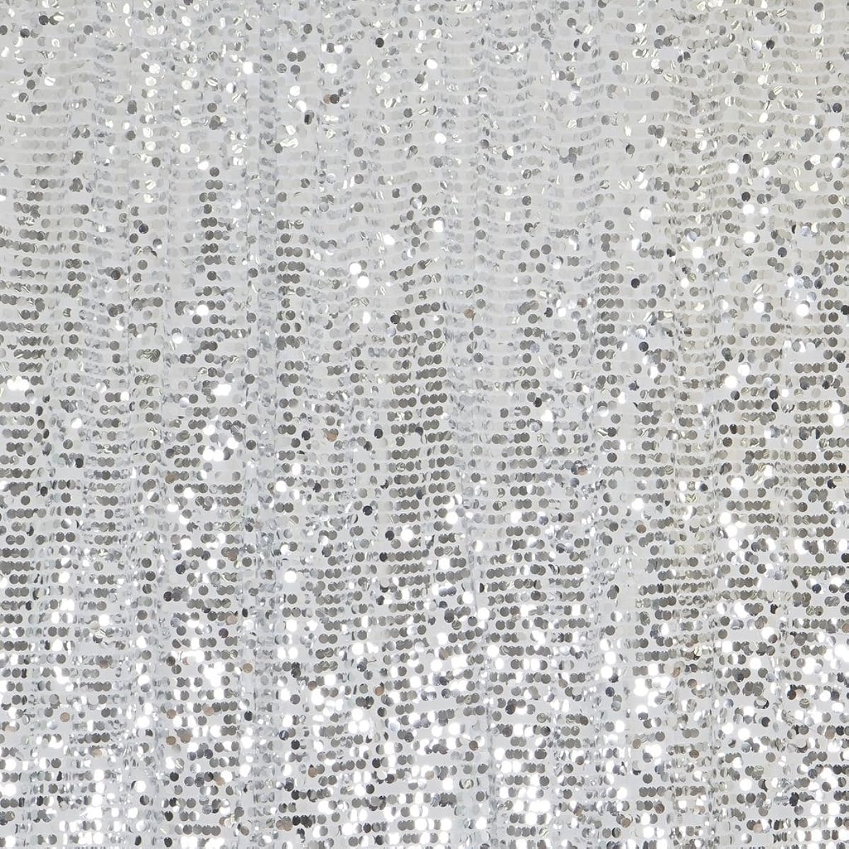 BalsaCircle 20ft x 10ft Assorted Big Payette Sequin Backdrop Curtain Wedding Party Photo Props Silver BKDP_71_SILV@001