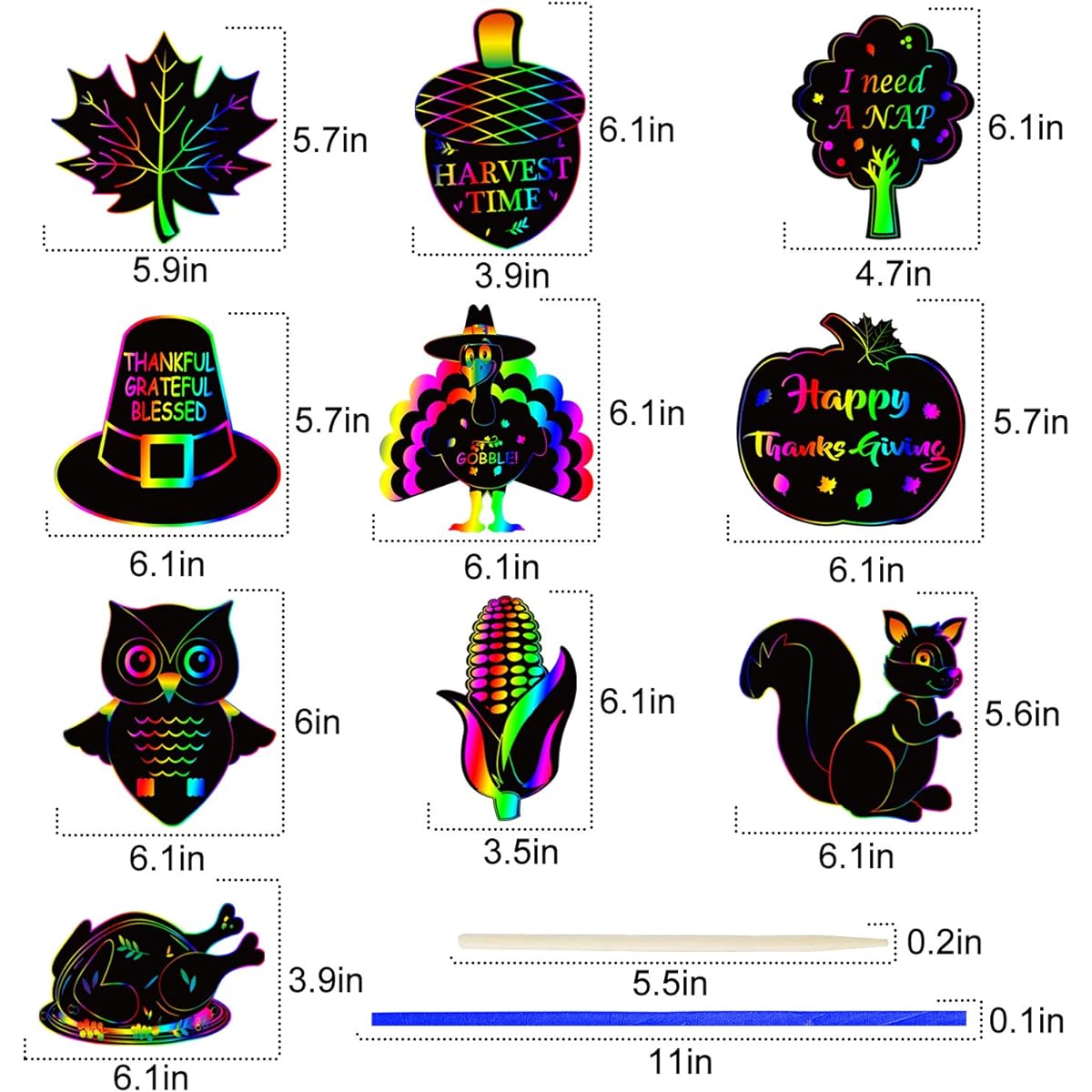 40 Sheets Thanksgiving Scratch Paper Art Set for Kids Fall Thanksgiving Rainbow Magic Scratch Off Art Craft Supplies Thanksgiving Turkey Maple Pumpkin Hanging Ornaments 10 Styles Magic Art Craft Supplies