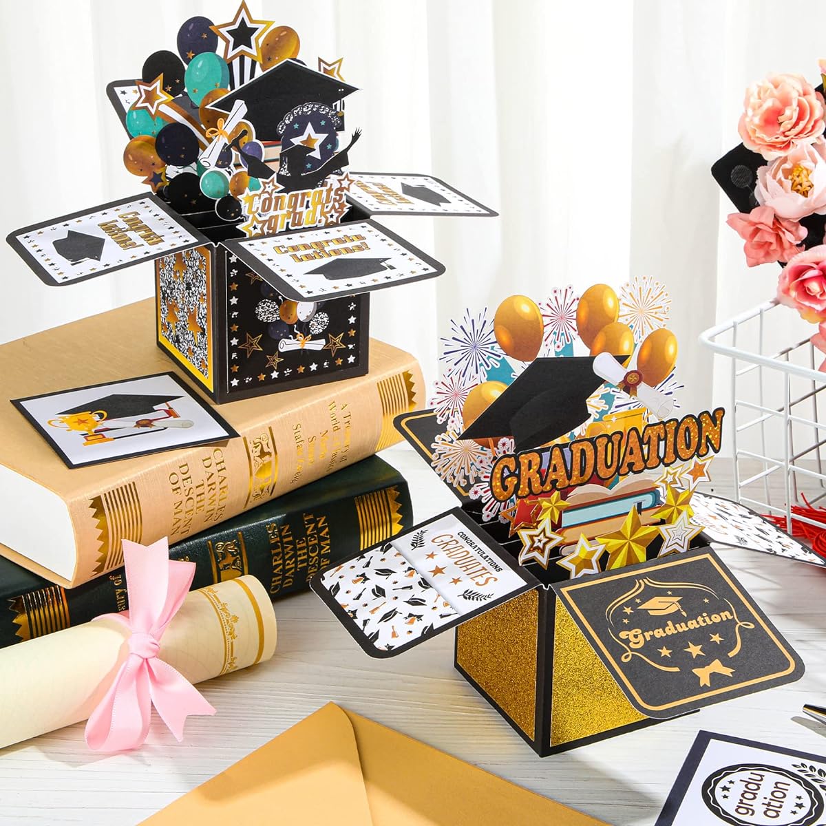 Fuutreo Graduation Pop-up Card Congratulations Graduation Greeting Card with Envelope 3D Card Graduation Pop-up Graduation Card 2023 for High School College