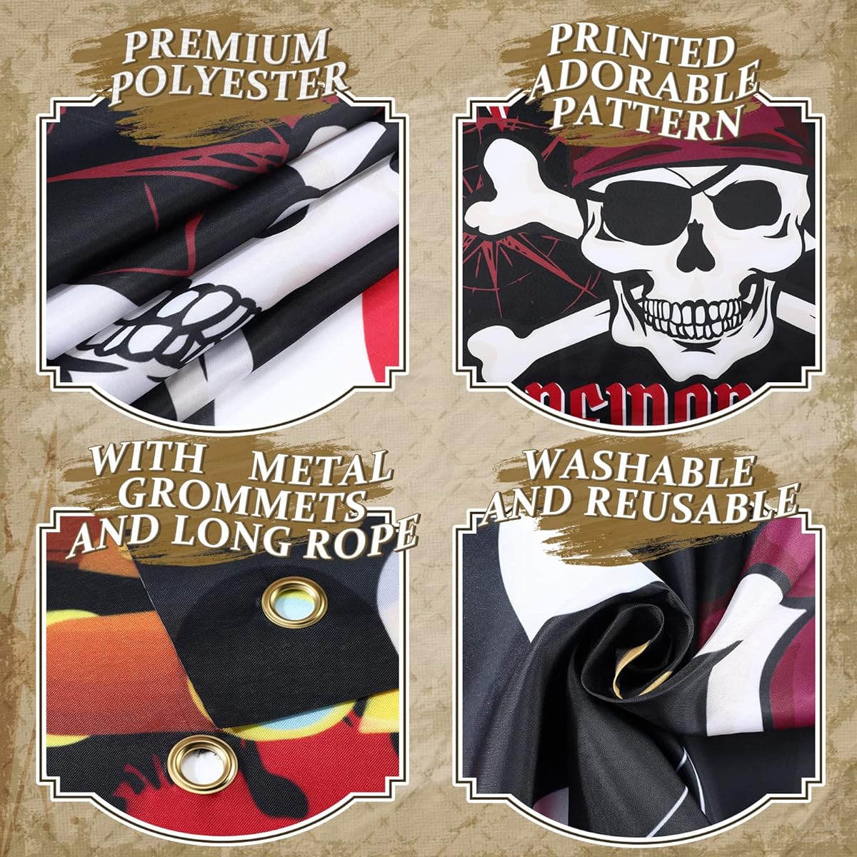 Pirate Backdrop Halloween Pirate Party Banner Pirate Theme Birthday Party Supplies Photo Banner Backdrop Photo Studio Booth Props Halloween Decorations 70.8 x 43.3 inches