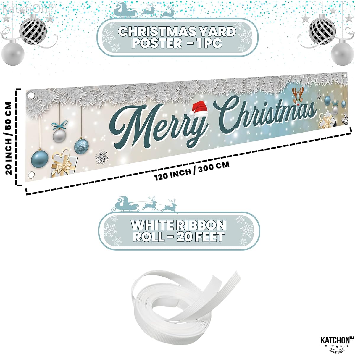 Large Merry Christmas Yard Banner - 120x20 inches | Christmas Banner Outdoor Christmas Decorations Outdoor | Christmas Yard Decorations Christmas Party Decorations | Merry Christmas Sign Outdoor