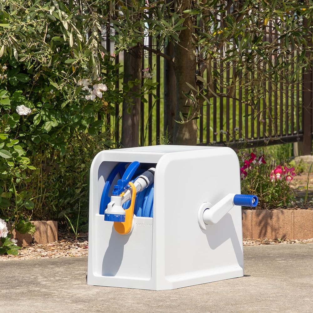 Green Life Hose Hose Reel 30m with guide so you can wind it without getting your hands dirty Wavy Cube PRC-30GN