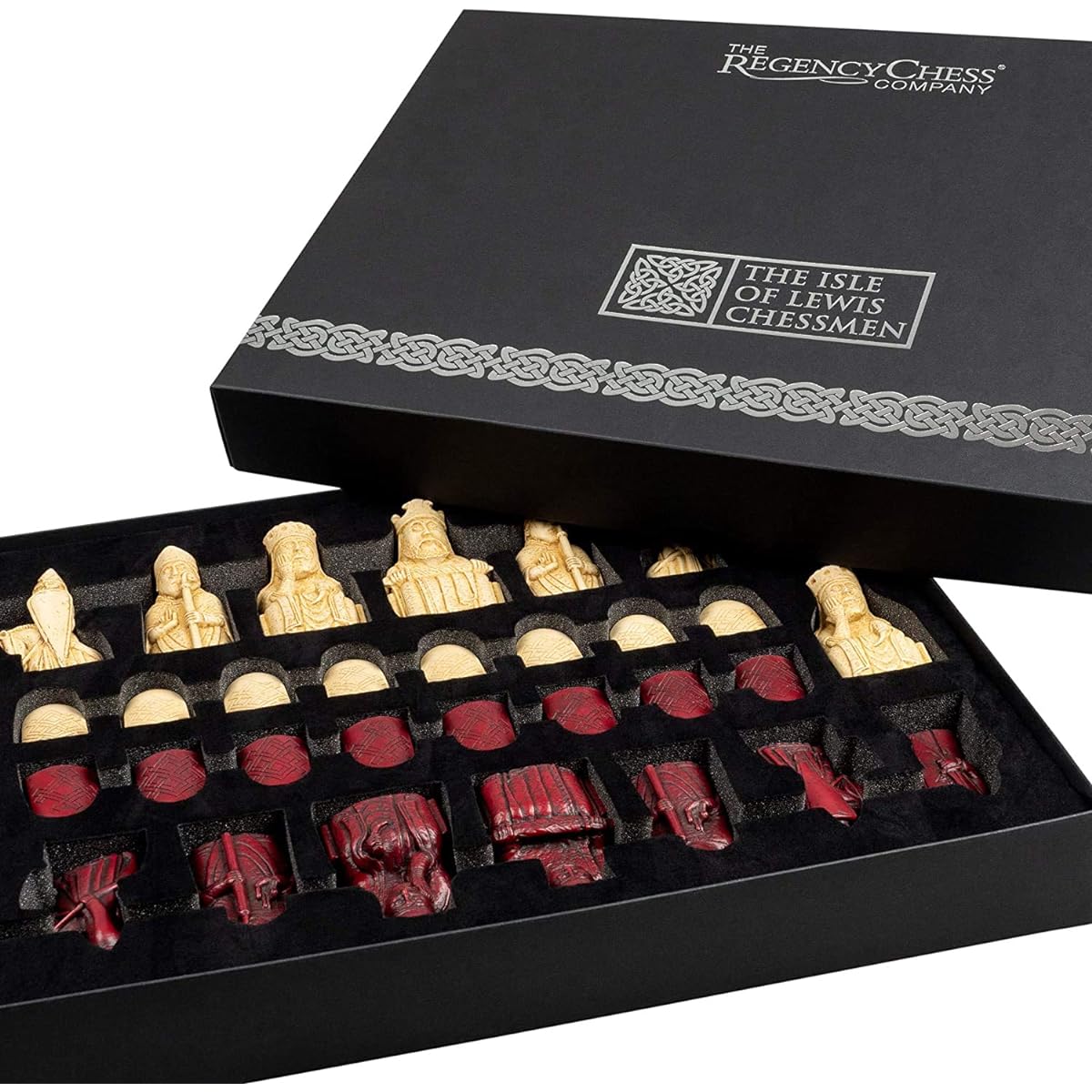 Isle of Lewis Chessmen - Regency Chess Official Lewis Chess Set - Red Edition - 4 Queens