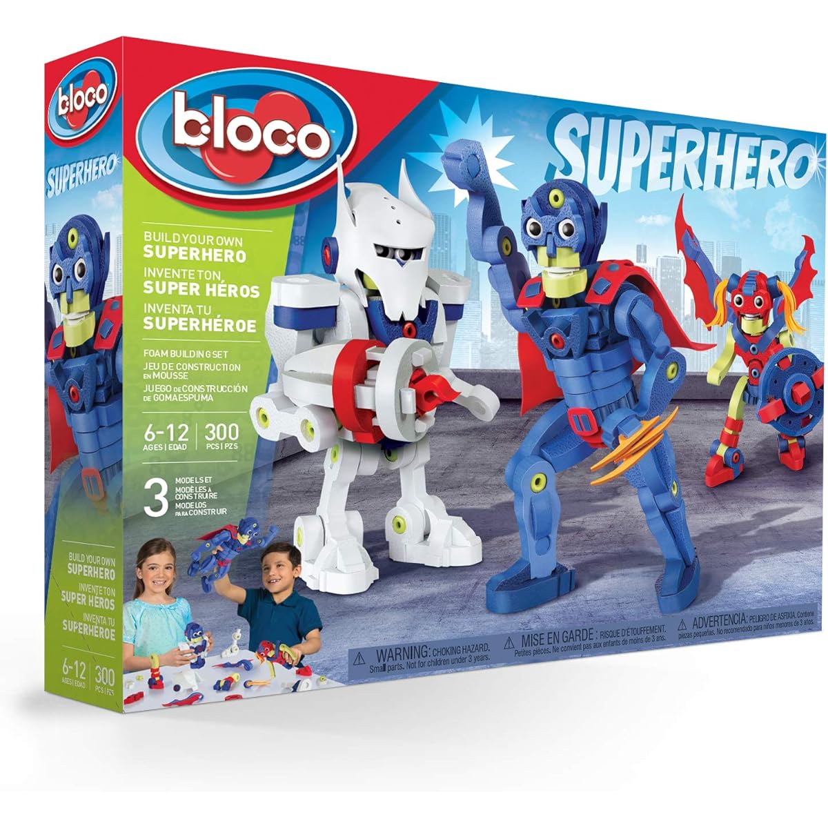 Bloco Toys inc. Build Your Own Superhero (300 Piece), Blue, Red, Yellow