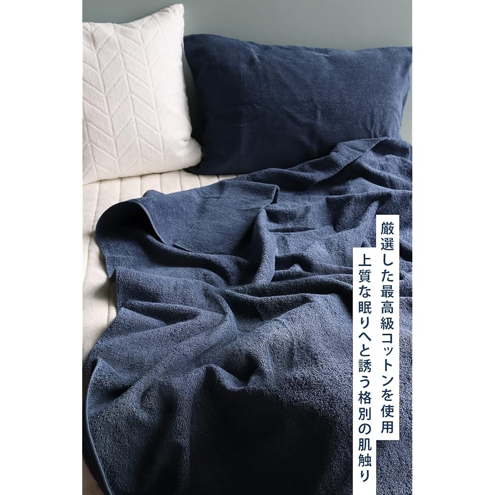 sensui Towel Blanket, Highest Grade Extra Long Cotton, Made in Japan, Bedding, Antibacterial and Odor Resistant, Double Sided Pile, Single Size, Approx. 140 x 190 cm, Light Gray