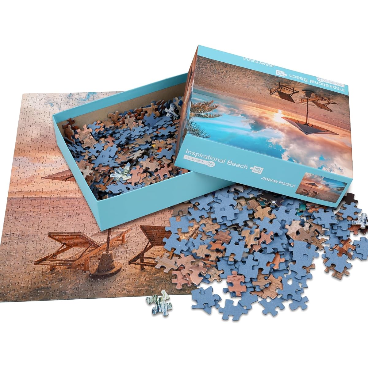 crowm 1000 Piece Jigsaw Puzzle Hawaii Puzzle for Children Adults Beautiful Beach Scene Sunrise and Sunset Puzzle Next to the Beach