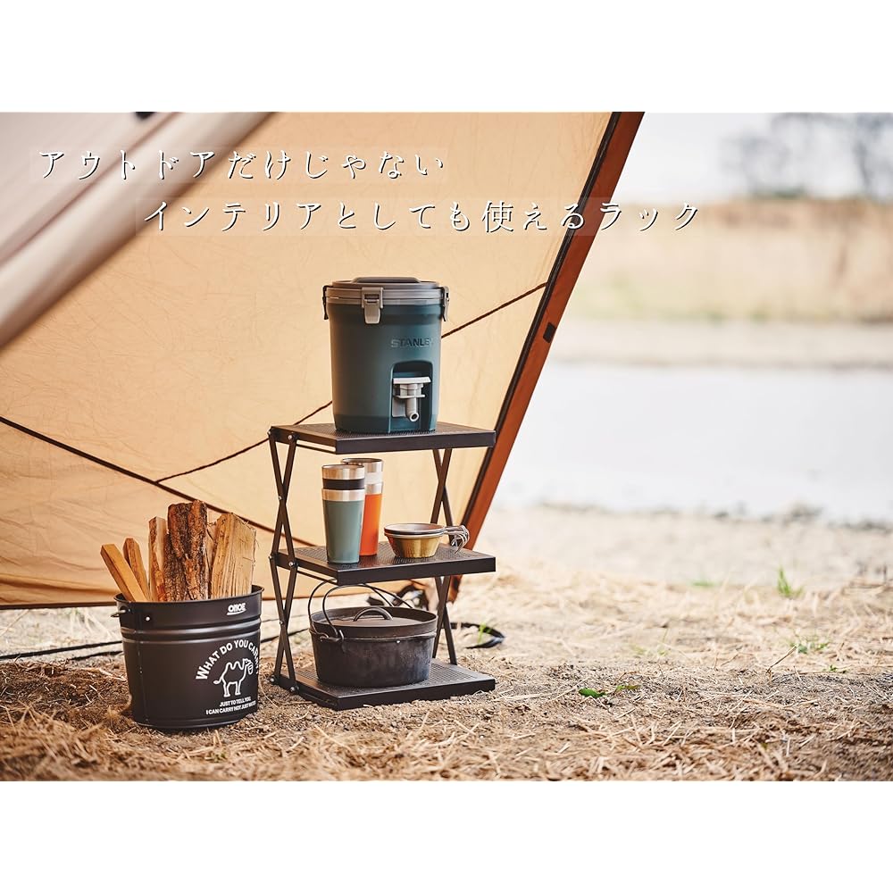 Onoe Seisakusho (ONOE) Foldable Folding Rack FR-3035 Keeps outdoor items neat and tidy Durable and heat resistant Can be used for barbecues, outdoor activities, etc. Foldable for compact storage Easy assembly Glossy finish Lantern Table accessory