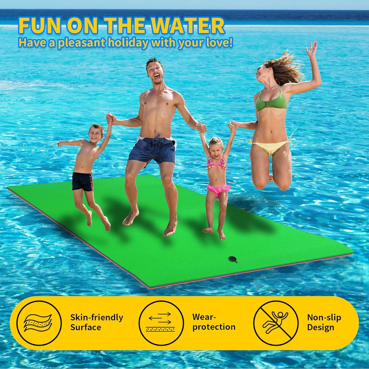 Floating Mat 9/12/18 x 6ft Floating Mat Pad for Lake Extra Large Floating Island 3 Layer Tear Resistant Xpe Foam Multiple Sizes Floating Water Mat for Lake Sea Boat (18 x 6 Inch Green)