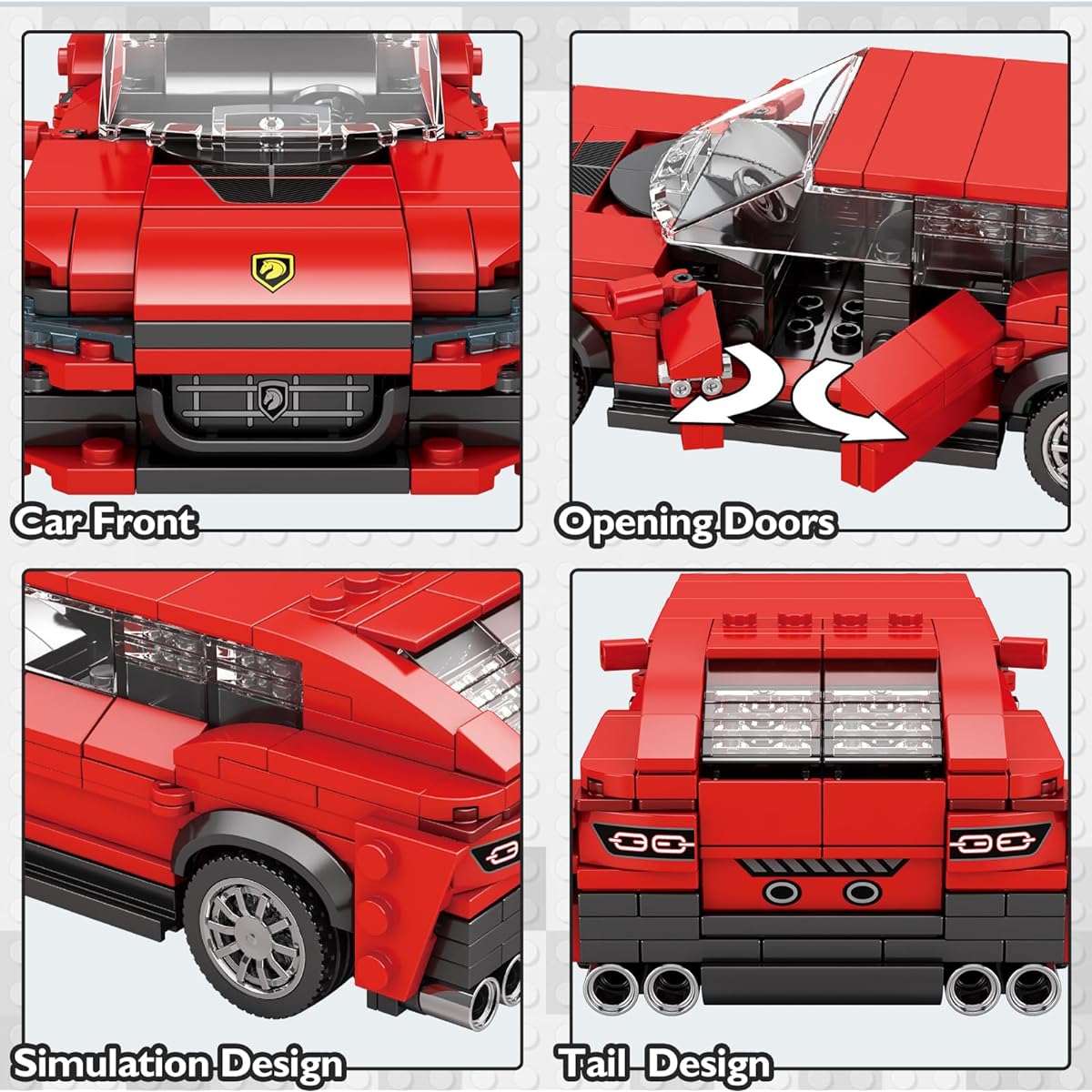 JMBricklayer PUR-OSANGUE Car Building Set for Boys Adults Speed Racing Car 11107 Building Blocks Set Sports Car MOC Model Car Kit Racing Vehicle Toys for Car Enthusiasts and Kids 8-14+