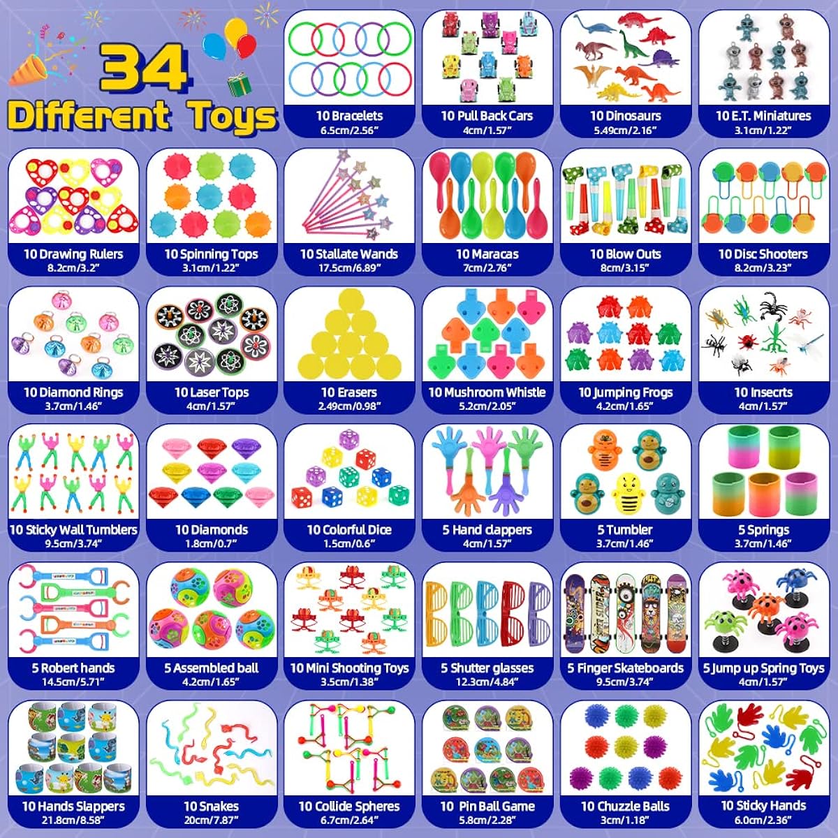 Amy&Benton 300 PCS Fidget Party Favors for Kids Fidget Toys Birthday Gift Toys Party Toy Assortment Treasure Box Birthday Goodie Bag Stuffers for Kids Carnival Prizes, Pinata Filler for Classroom