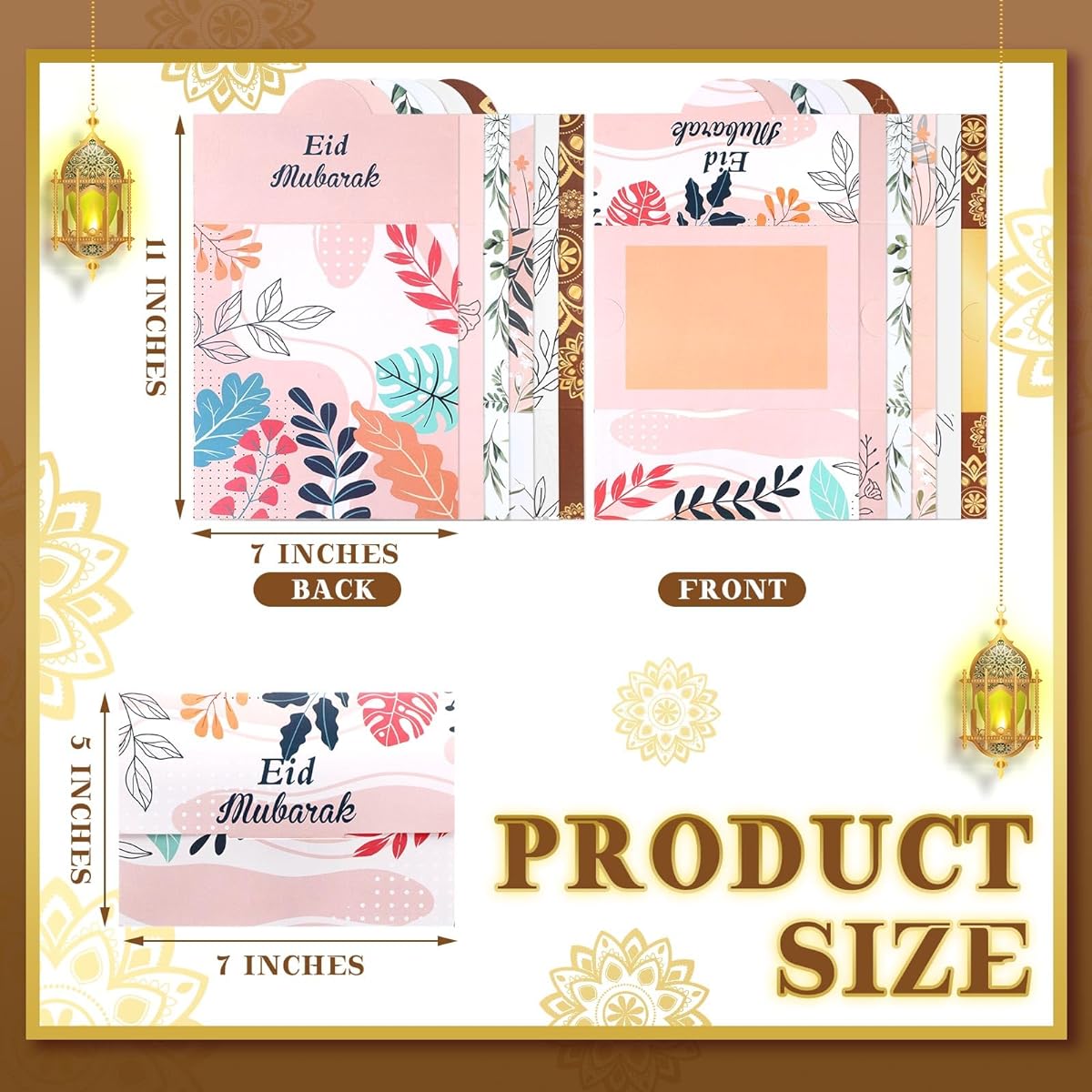 Janlaugh 48pcs 2 in 1 Eid Mubarak Gifts & Money Card Holder, Eid Al Adha Money Cards Money Holder, Eid Mubarak Greeting Card Envelopes, Eid Ramadan Celebration Party Supplies