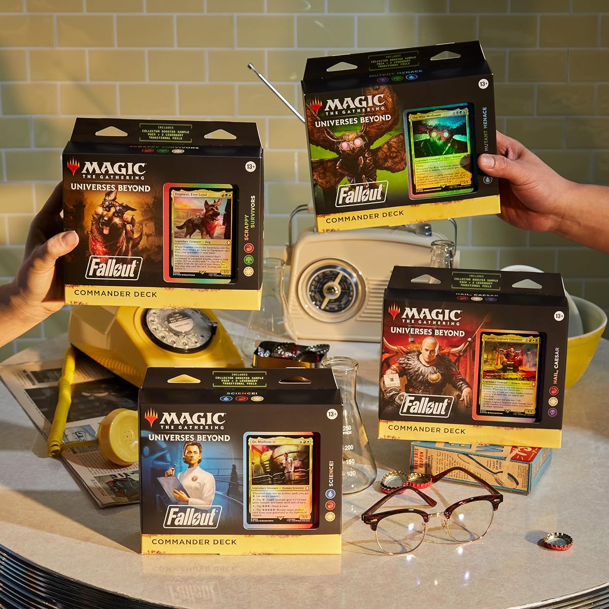 Magic The Gathering Fallout Commander Deck Set - All 4 Decks (1 Hail Caesar, 1 Scrappy Survivor, 1 Science, 1 Mutant Menace)