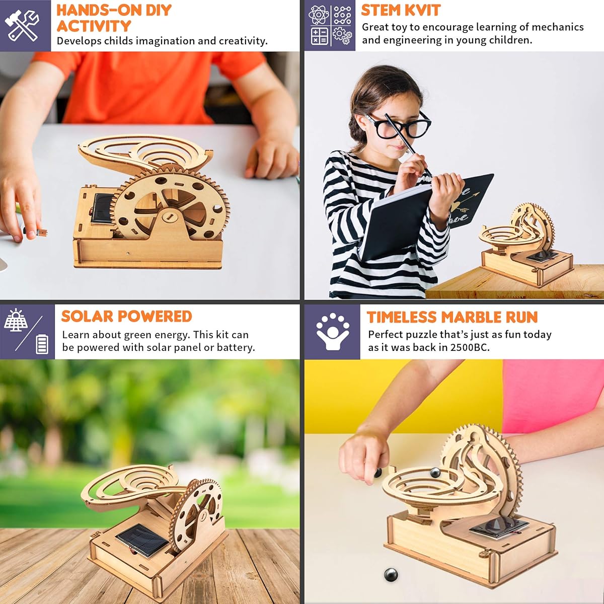Smartstoy Wooden Marble Run Hybrid Model Kit - Construction Building Blocks Toys STEM Kits Learning Toys