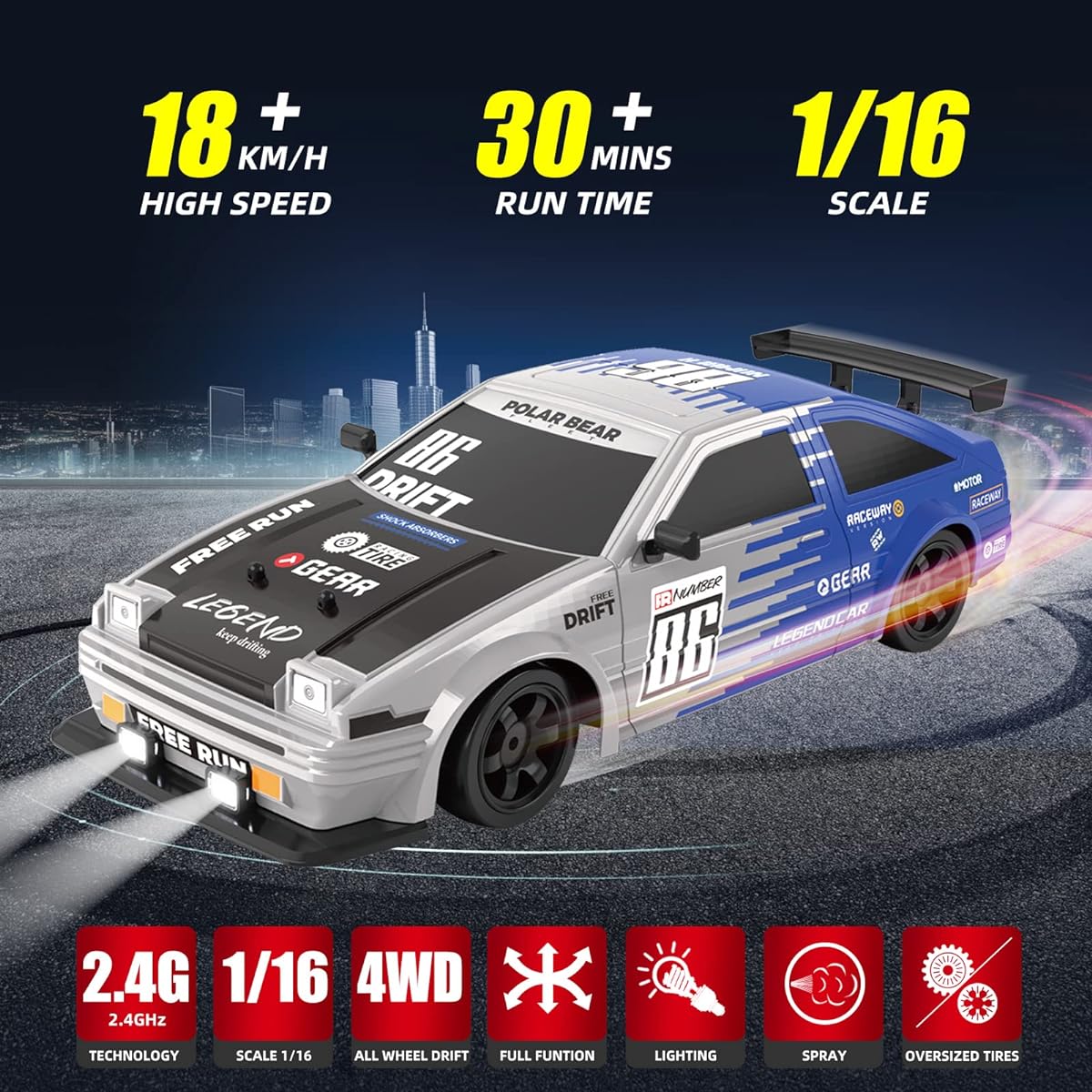 Sakeye 1/16 RC Car RC Drift Car Adult Boys Girls Kids Gift