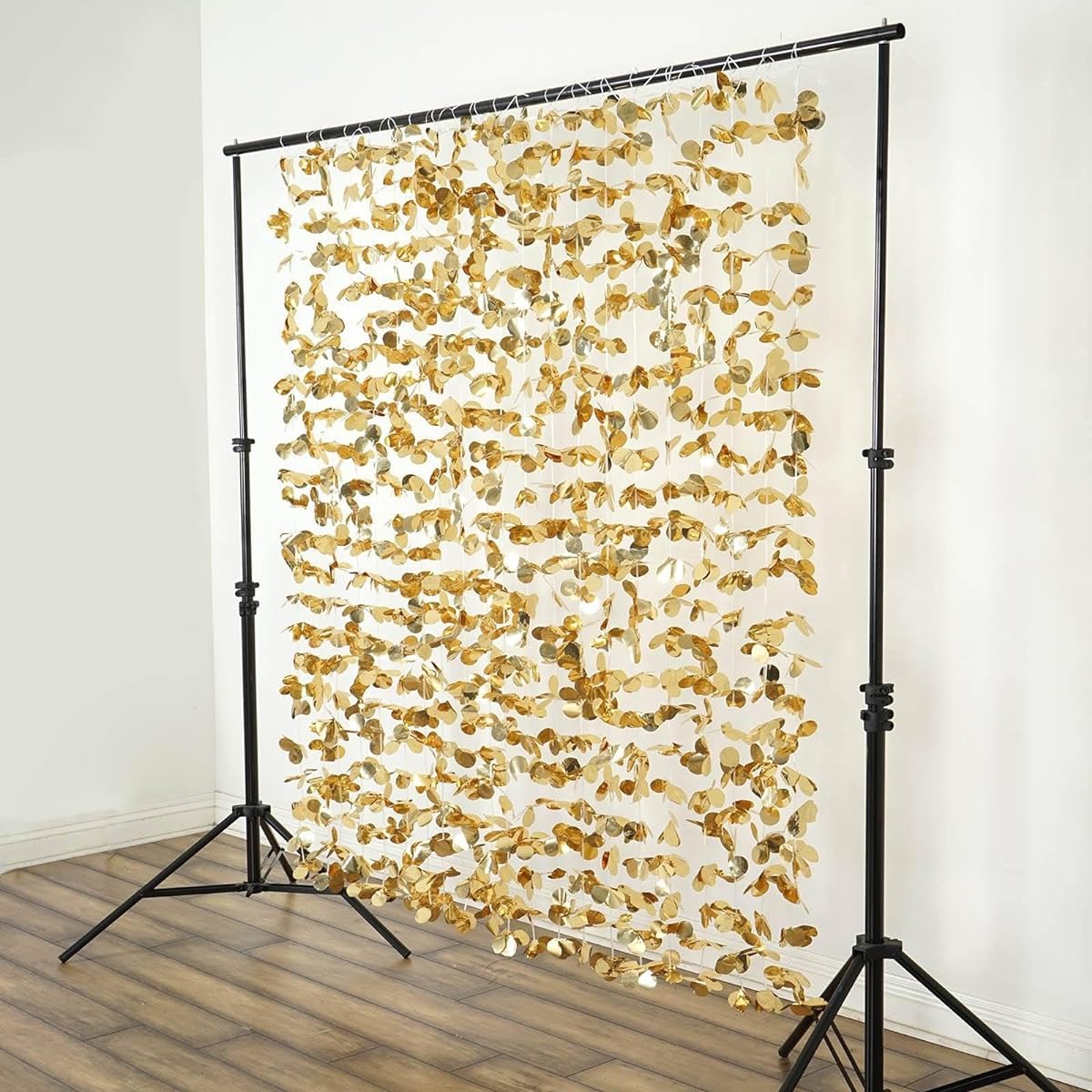 Efavormart 6ft x 6ft Flower Garland Backdrop Curtain for Wedding Birthday Party Banquet Event Decoration, Gold