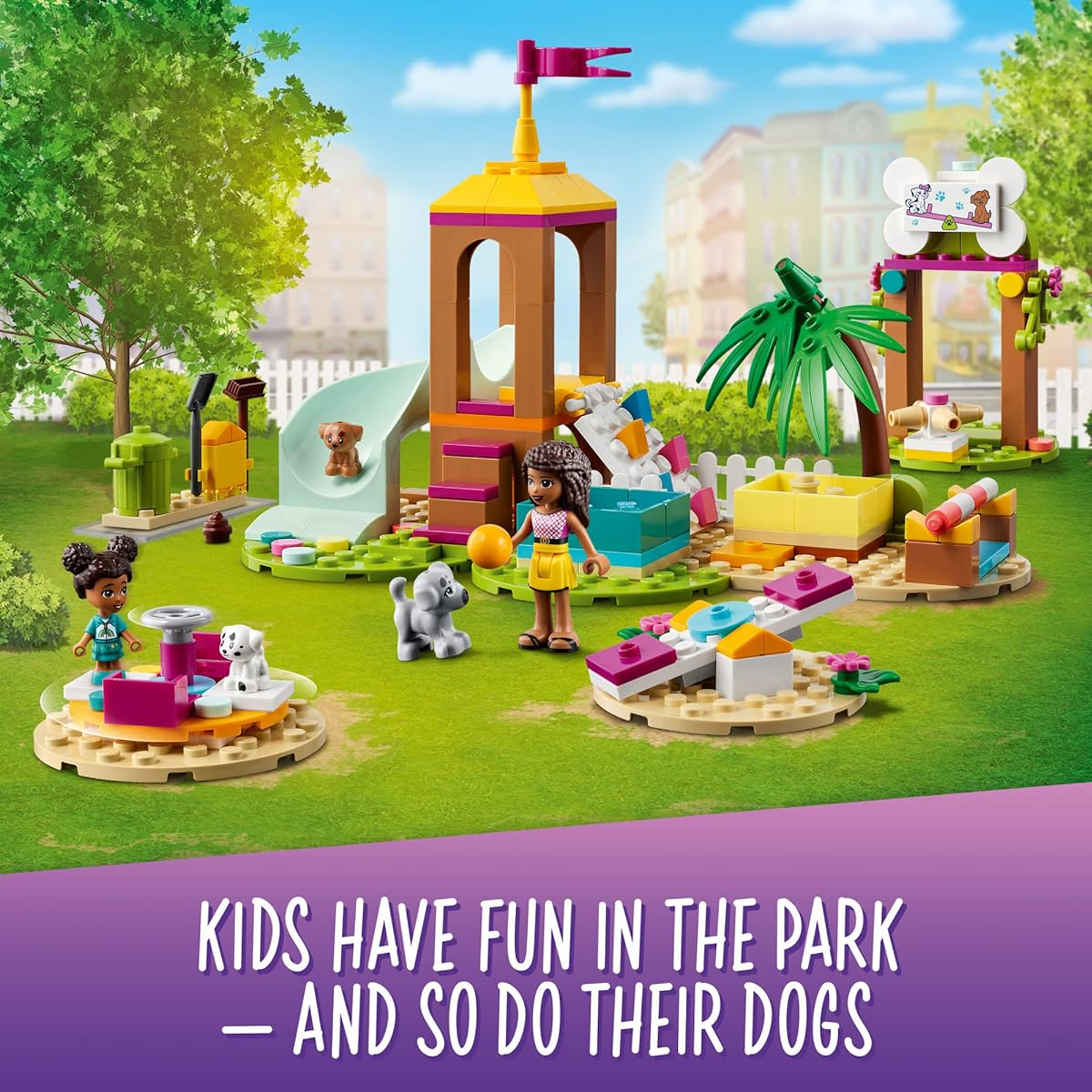 LEGO Friends Pet Playground 41698 Building Kit Designed to Grow Imaginations; Animal Playset Comes with Andrea and 3 Dog Toys; Creative Birthday Gift Idea for Kids Aged 5 and up (210 Pieces)
