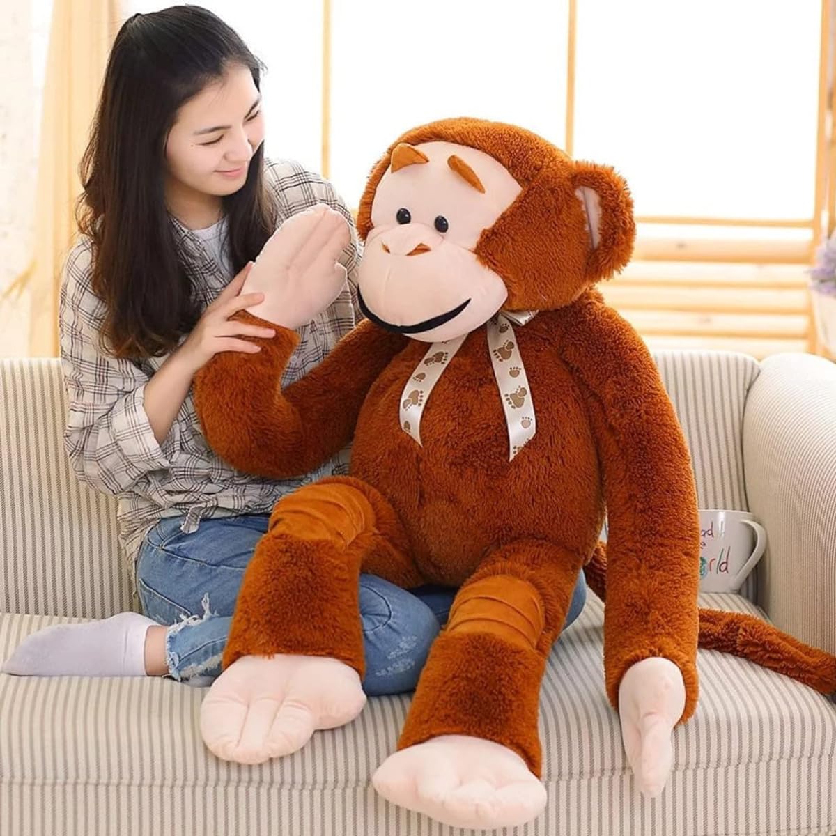 Monkey Plush Toy, Monkey Body Pillow, Monkey, Animal, Brown, Large Monkey Hug Pillow, Plush Toy, Nap Pillow, Hug Pillow, Marshmallow, Christmas, Birthday, Valentine's Day, Cute, Gift, Graduation Gift, Room Decoration, Celebration Day, Gift, 115cm, Adult