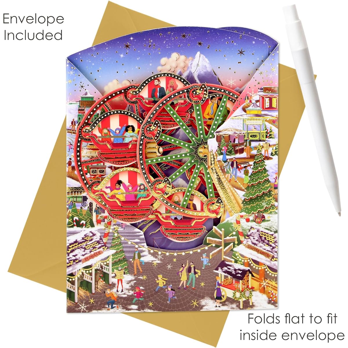 SANTORO Swing Card 3D Pop-up Christmas Card for Adults and Kids Christmas Market