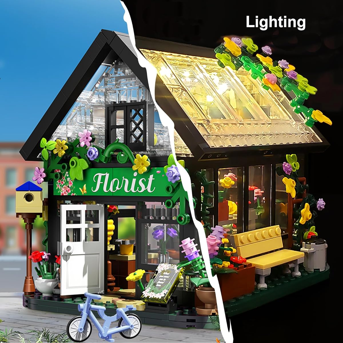 Flower House Building Set with LED Lights Compatible with Lego Building Blocks Set Gift for Friends/Kids/Girls (625 Pieces)