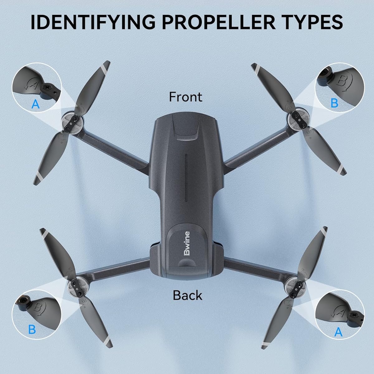 Bwine 4 Pieces Original Propeller for Bwine F7MINI RC Drone Quadcopter Blade Black