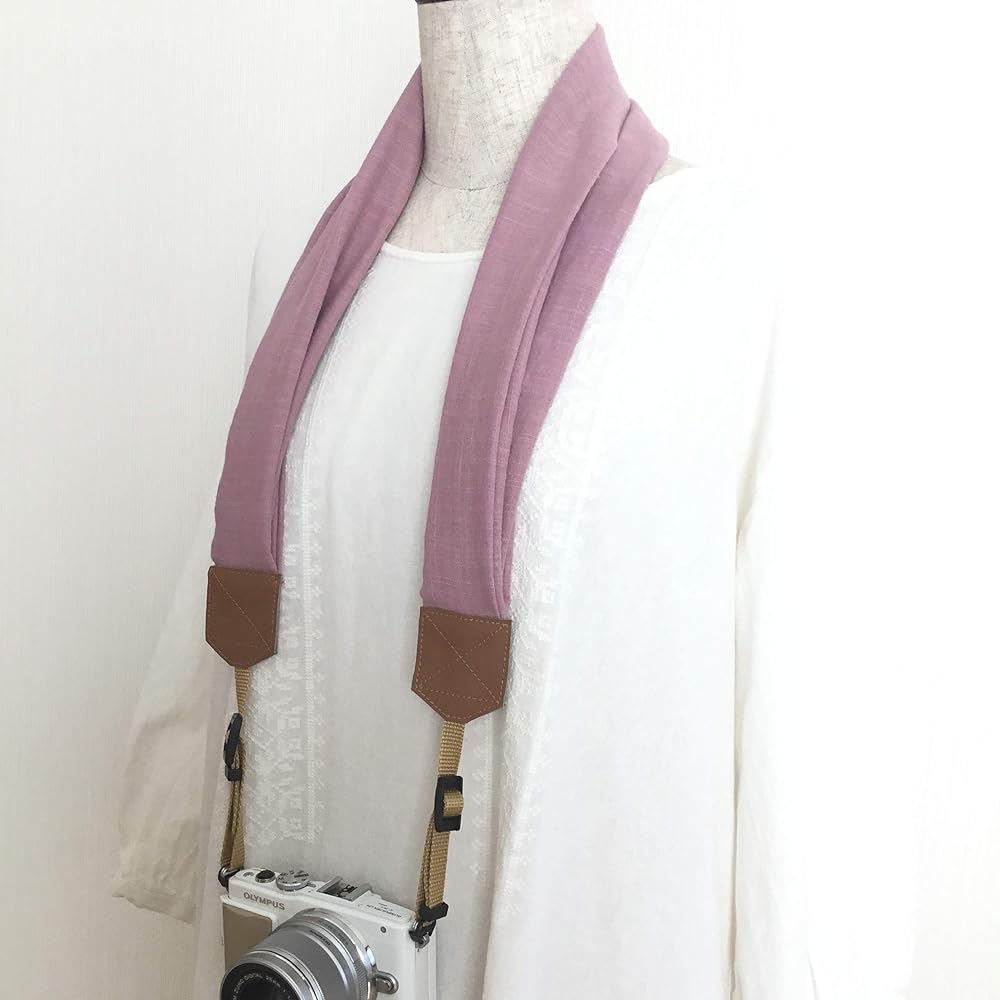 Double gauze wide shoulder supported SLR camera strap mirrorless handmade rose