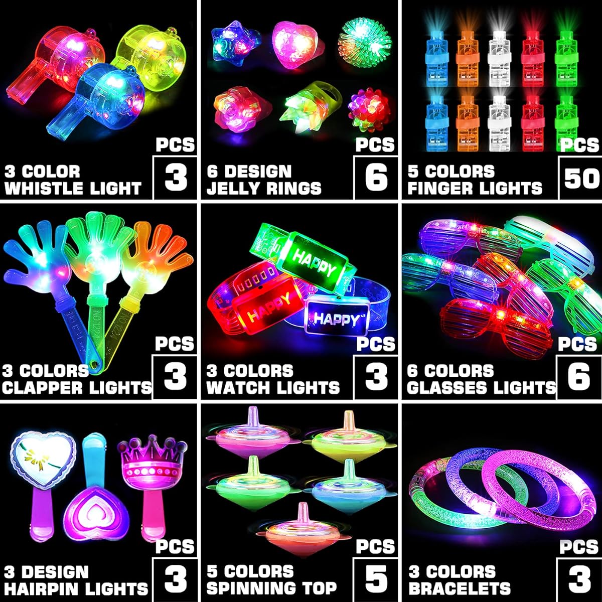 82pcs Light Up Toys Party Favors Glow in the Dark