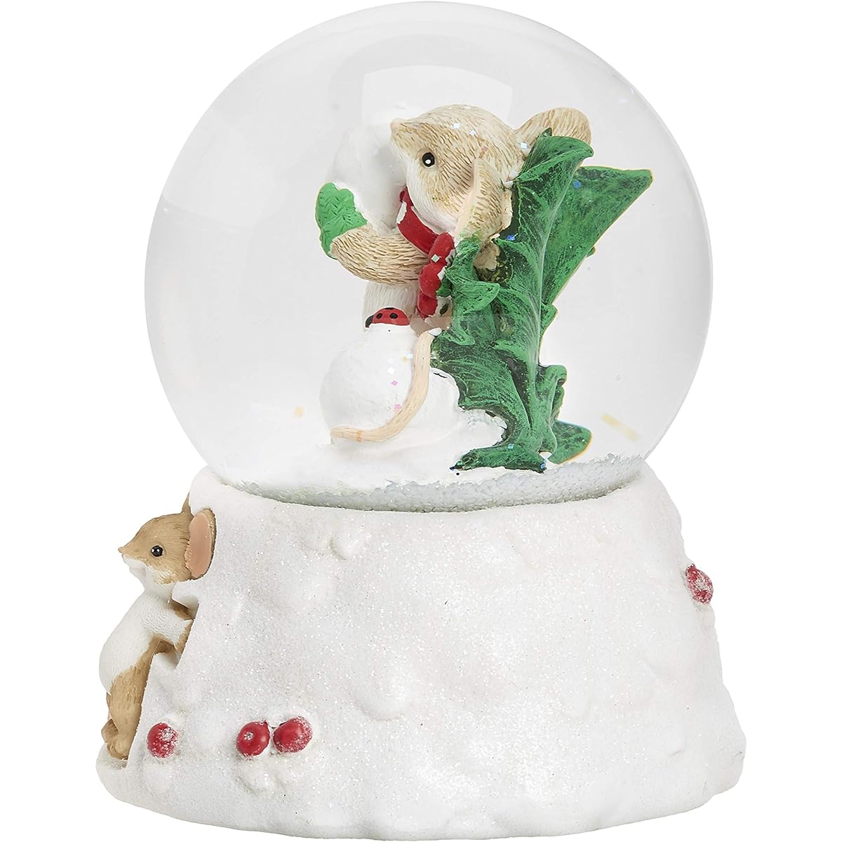 Roman - Charming Tail Collection Snowy Fun Musical Glitter Dome 100mm 5.75" Tall Resin Stone Glass Water Durable Collectible Decor