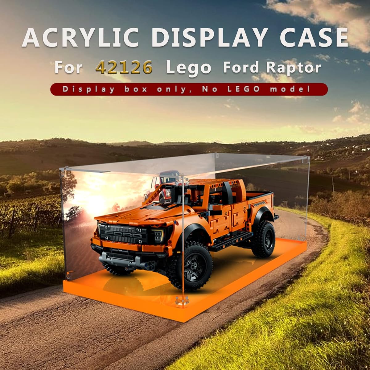 Xunsan Acrylic Display Case for LEGO 42126 Series Construction Items - 3mm Thick Dustproof Clear Acrylic Display Box for LEGO Technic Ford F-150 Raptor 42126 (Display Case Only, No Model)