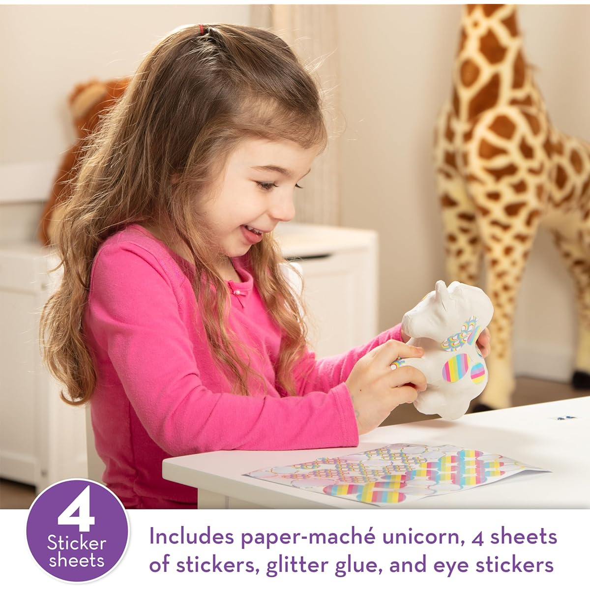Melissa & Doug Decoupage Made Easy Unicorn Paper Mache Craft Kit with Stickers