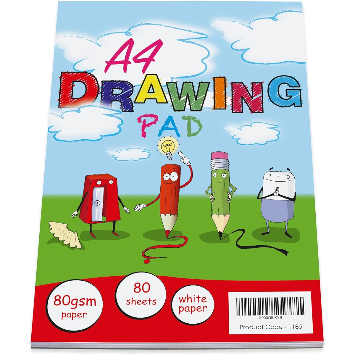 Worcestershire Stationery Company A4 Plain Drawing & Colouring Pad 80gsm Cartridge Paper 80 Sheets Per Pad Single Pack