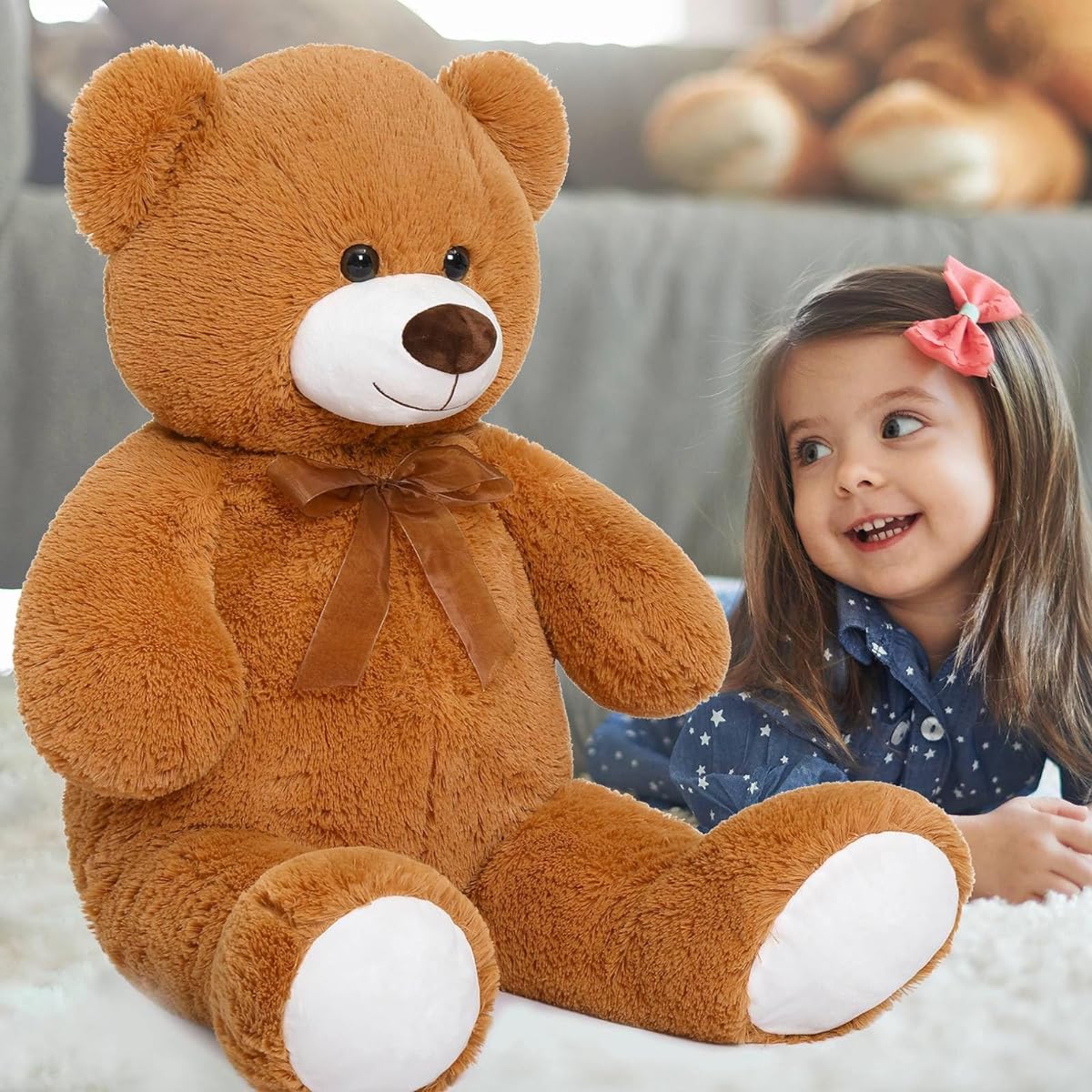 CYBIL HOME Giant Teddy Bear Soft Stuffed Animal Plush Bear for Girlfriend Kids Brown 35 Inch