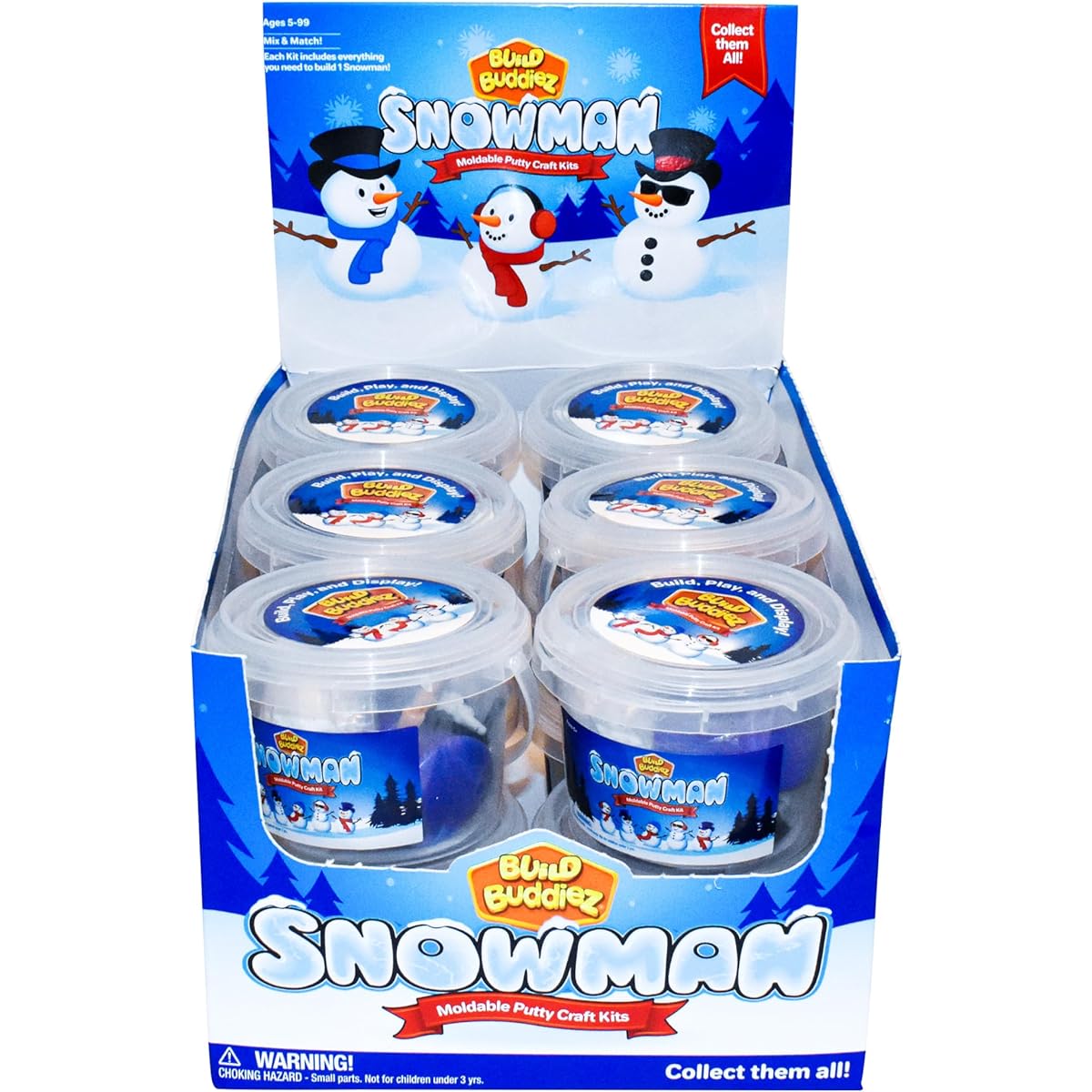 Build Buddiez Snowman Craft Kit 12 Pack - Putty Party Pack Perfect for Christmas, Birthdays, Events, and Winter Activities