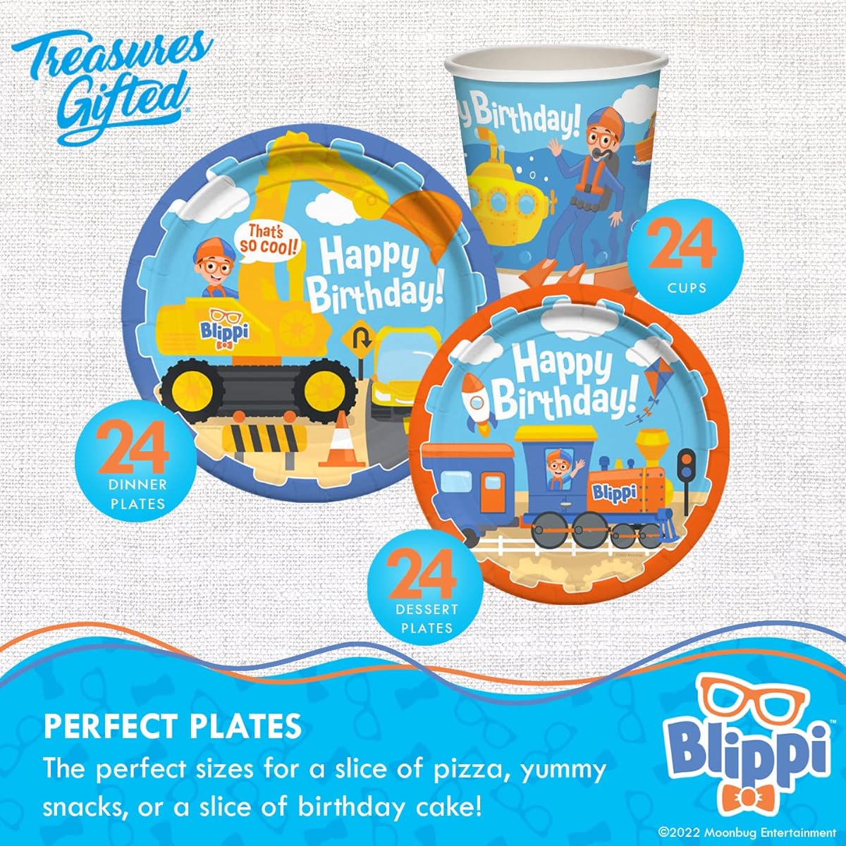 Treasures Blippi Birthday Party Supplies - Serves 24 - Blippi Vehicle Party Supplies - Blippi Birthday Decorations, Blippi Cake Topper, Blippi Balloons, Banner and More