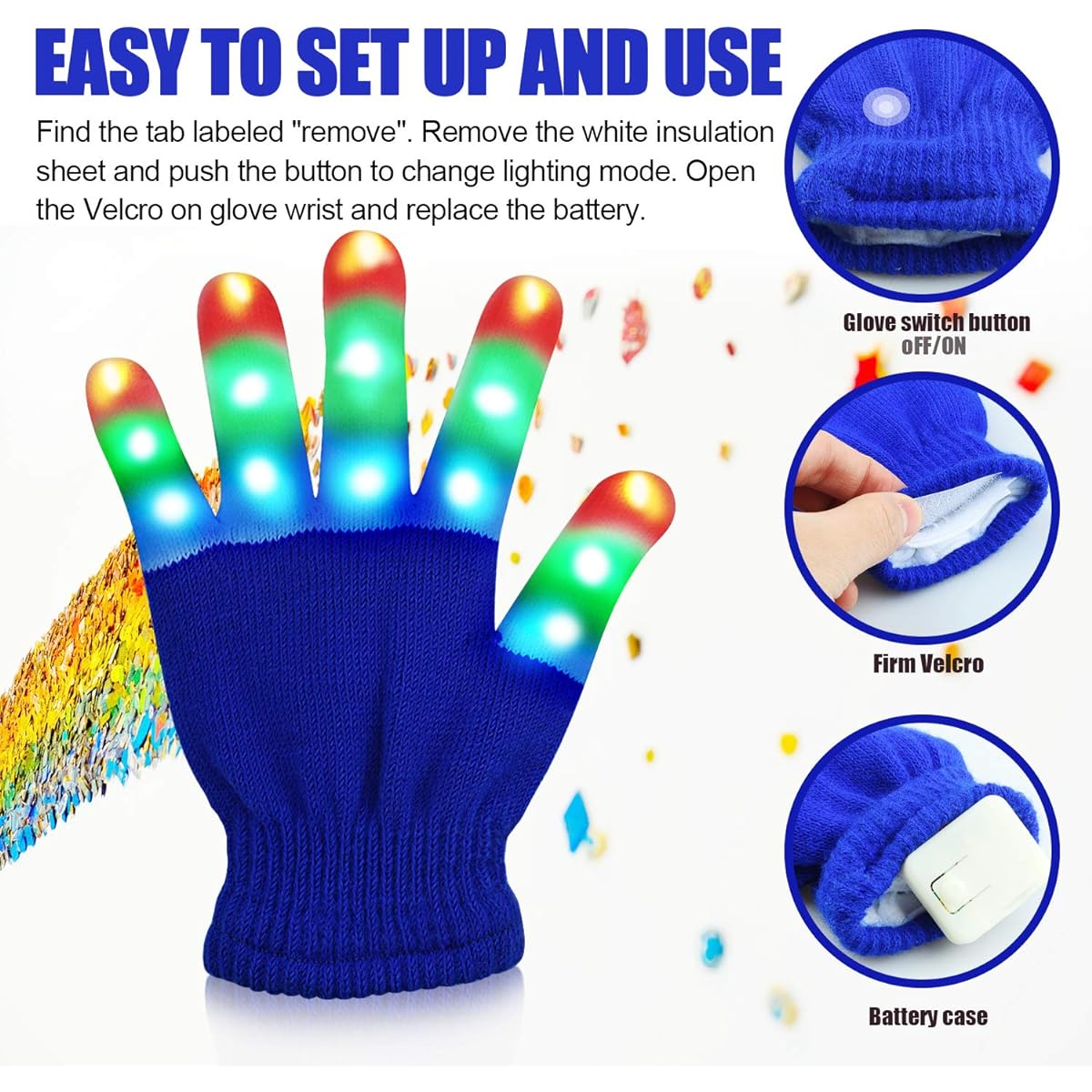 Viposoon LED Finger Light Gloves for Kids, Cool and Fun Toys, Gifts for Kids