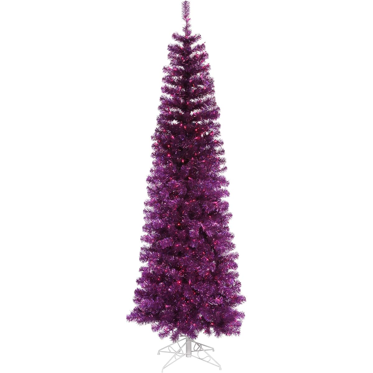 Vickerman 4.5ft Purple Pencil Artificial Christmas Tree with Purple Duralite Incandescent Lights - Faux Pencil Christmas Tree - Seasonal Indoor Decor