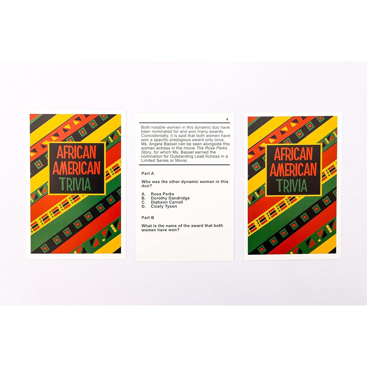 Creative Tools Schools African American Trivia Cards - 4 Cards in STEM & Education, Politics, Law, Arts, Entertainment, Sports (Includes Discussion Questions)