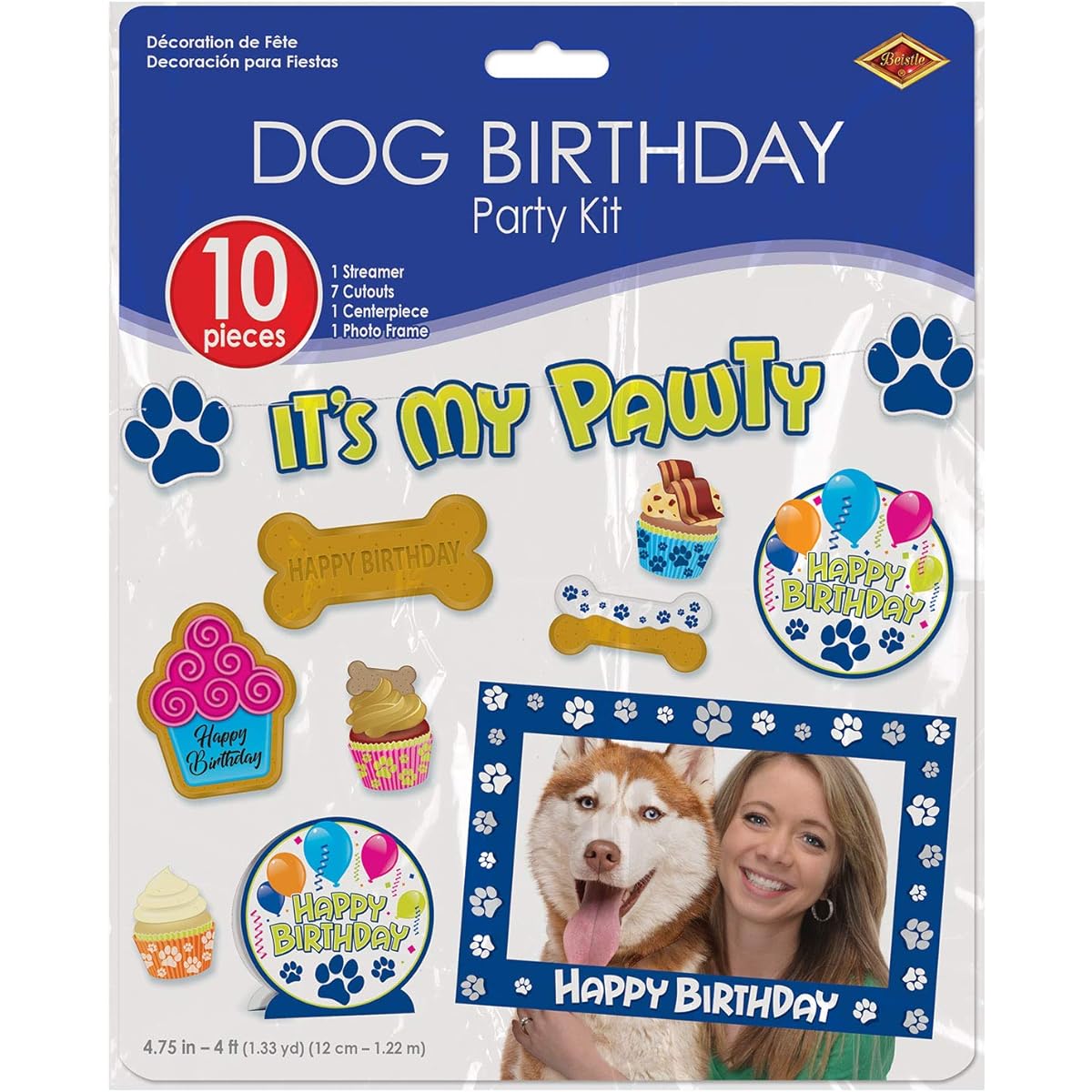 Dog Birthday Blue Party Kit - 10pcs