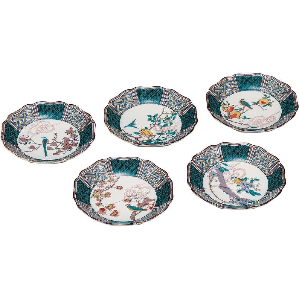 Maruyone Kutani ware 4.3 plates, different fruit pictures, 5-piece set K4-43