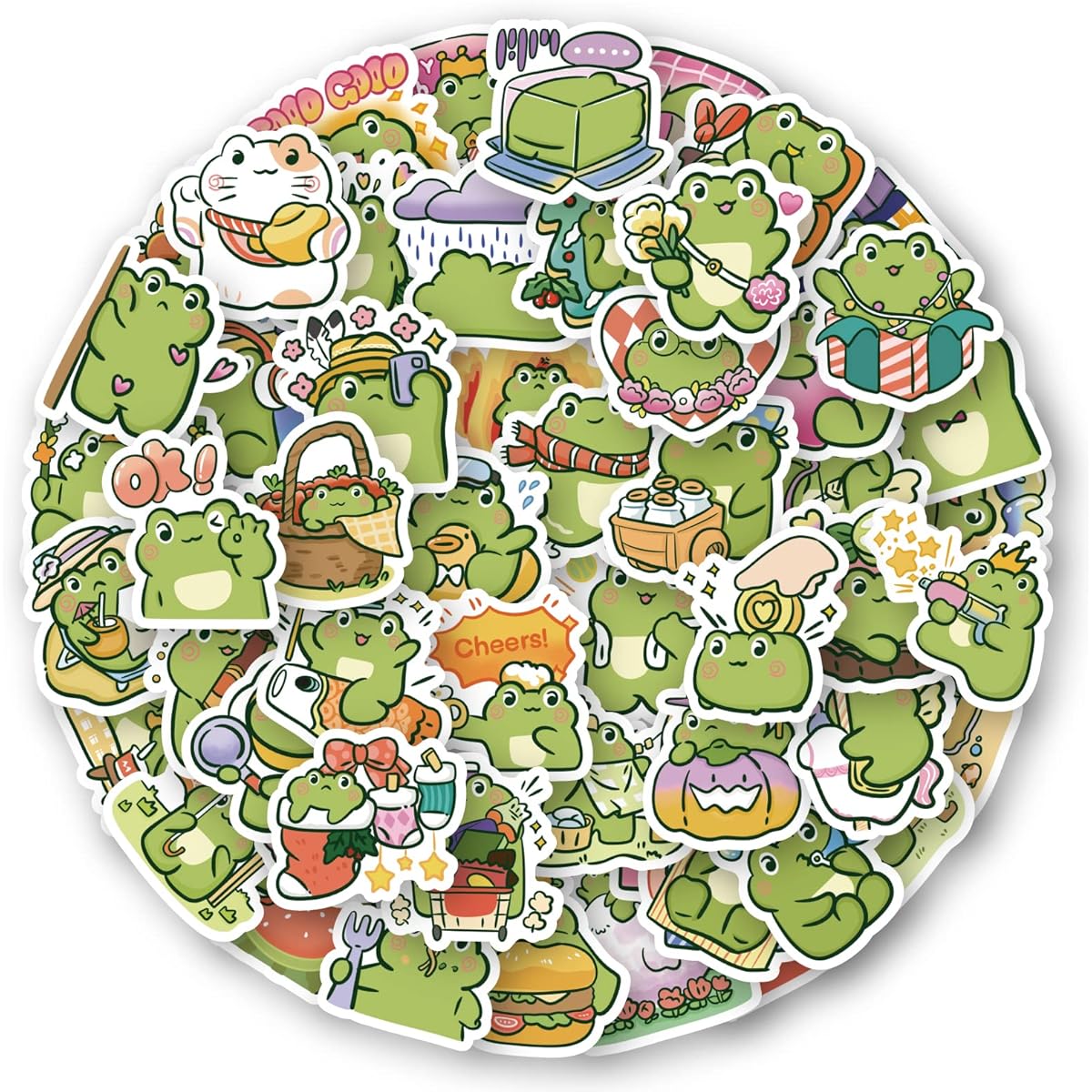 60pcs Cute Frog Stickers for Kids Cute Frog Things Frog Party Favors Frog Birthday Decorations Frog Gifts Frog Stuffed Animals Frog Plush Toys Frog Wallets Frog Keychains Frog Plush Toys