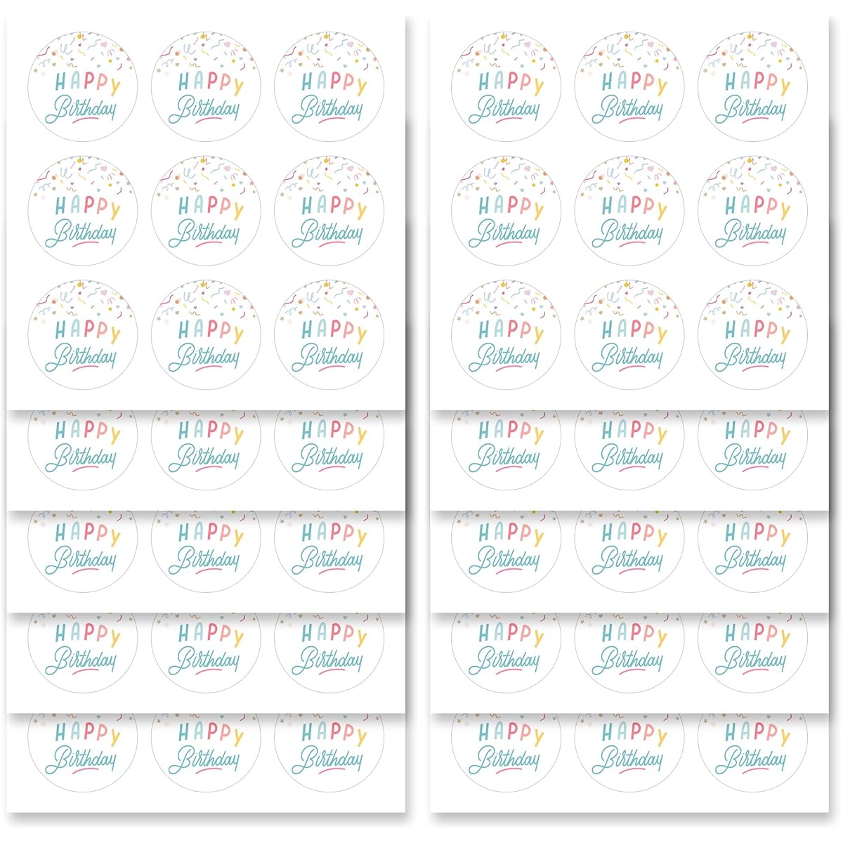 Mobiusea Creation Happy Birthday Stickers, 90 Pack Waterproof Birthday Stickers 1.4 Inch General Theme Birthday Party Supplies Kids Party Favors Birthday Bag Cupcake Stickers