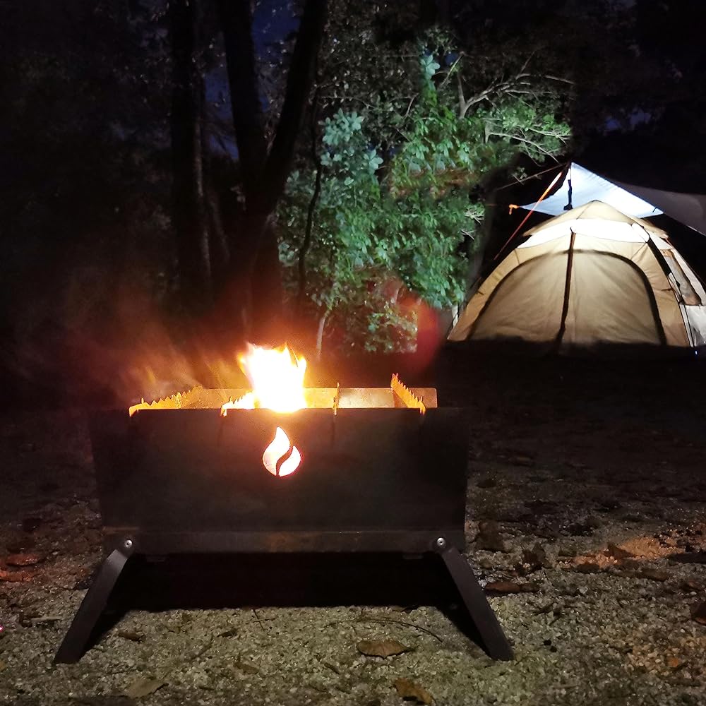 cacomi black fire Domestic Made in Japan Black Iron Bonfire Stand Camping Compact Bonfire BBQ Easy Assembly Garage Brand Rugged Outdoor Bonfire Stove