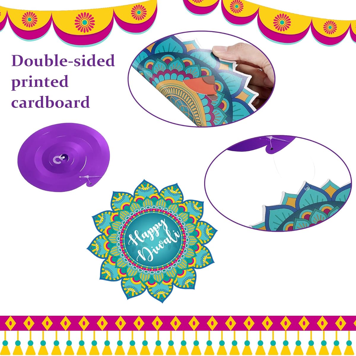 Clabby Diwali Party Decorations Happy Diwali Party Hanging Swirls Deepavali Ceiling Decor Foil Double Spiral Lights Rangoli Hanging Swirls Decoration Home Indian Party Supplies 54 Pieces